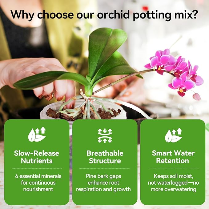 Orchid Bark Potting Mix with Pine Bark and Perlite, Fast Draining Orchid Soil for Healthy Roots, Ideal for Repotting Orchid and Orchid Bark for Indoor Plants (4 Quarts)