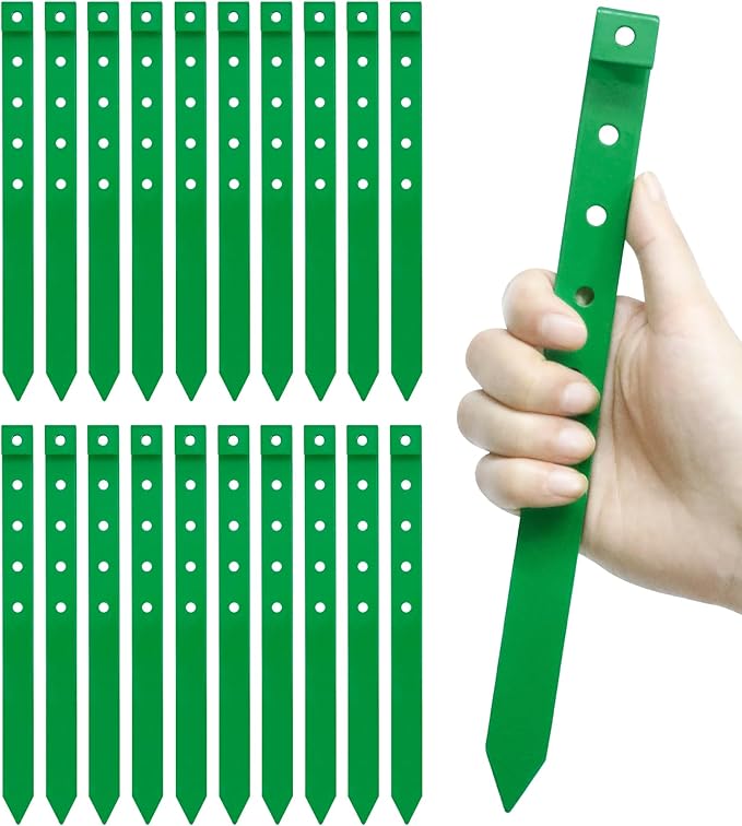 20Pcs Landscape Edging Garden Stakes,10 Inch Metal Garden Stakes,Fence Stakes,Metal Stakes for Edging,Terrace Board,Grass Barrier,Garden Edging Coil (Green1)