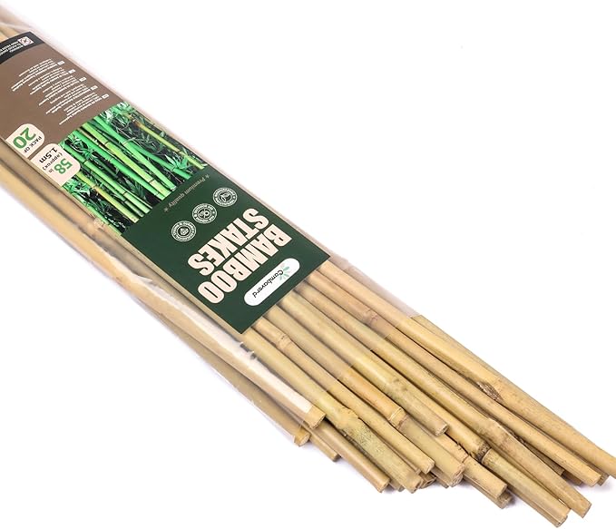 Bamboo Stakes for Plants, Natural Bamboo Plants Stakes 5 Feet, Garden Stakes for Climbing Plants Tomatoes, Beans, Potted Plants - 20Pcs Bamboo Poles (58in, Approx 5FT)