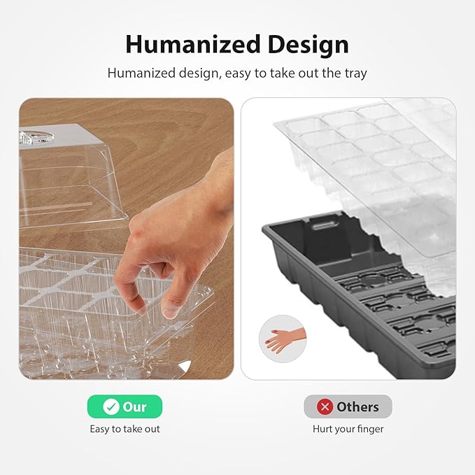 Seed Starter Tray, 10PCS Seed Starter Kit, Seedling Starter Trays with Heightened Lids for Seed Staring, Indoor Plant Germination Trays (12 Cells per Tray) Transparent