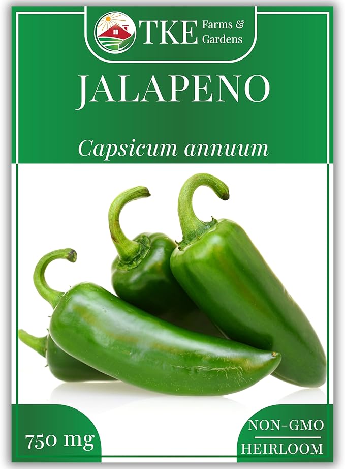 TKE Farms & Gardens - Jalapeno Pepper Seeds for Planting, 100+ Heirloom Non-GMO Seeds, Indoor & Outdoor Vegetable Garden, Perfect for Salsa & Hot Sauce