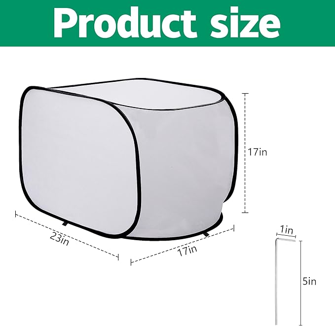 23" x 17" x 17" Pop up Rectangular Frost Protection Plant Cover, Winter Garden Plants Freeze Protection Tent, Warm Garden Bed Plant Protector Enclosure for Snow Frost Protection Indoor & Outdoor