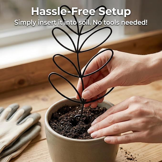 Plant Trellis Indoor Climbing Support - 3-Pack 12.6" Small Metal Garden Trellises for Potted Hoya Pothos Monstera - Rustproof Outdoor Gardening Accessories for Plant Lovers