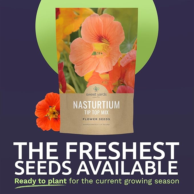 Nasturtium Tip Top Mix – Large 4 Ounce Packet – 800 Flower Seeds for Planting – Tropaeolum majus