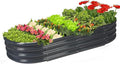 Raised Garden Bed GRS Certified Galvanized Planter Box Outdoor, 5ft Oval Rot-Resistant Metal Garden Bed Planter, Recycled Material Planter for Vegetables Flowers Herbs (Grey)