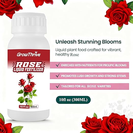 Rose Liquid Fertilizer 10 oz – Organic Rose Plant Food with Probiotics, Natural Flower Fertilizer for Bigger Blooms, Greener Leaves & Healthy Roots – Concentrated 1:400 Formula