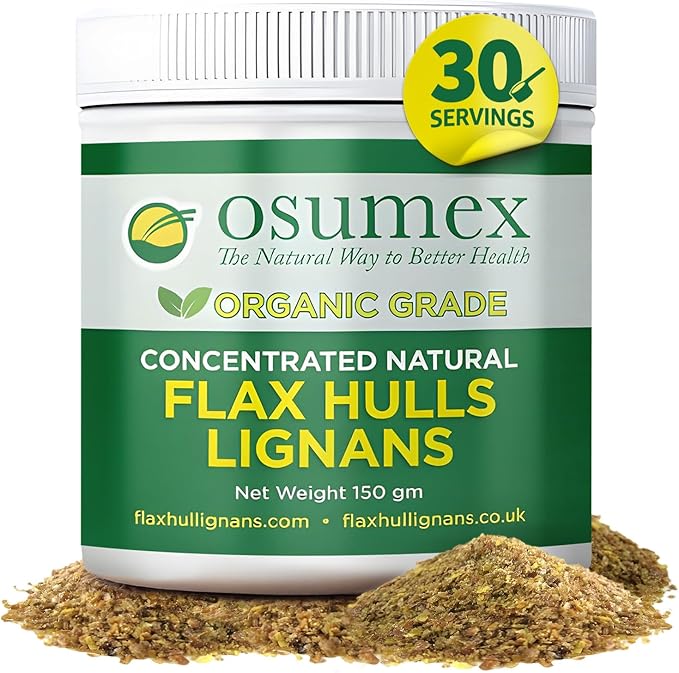 Osumex Flax Seed Hull Powder 150g - Flax Seeds Organic High in Lignan SDG for Digestion, Natural Concentrate Flaxseed Shells Only No Flaxseed Oil or Seeds Added, Smoothie Seeds for Daily Nutrition