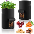 Yoojahow 2 Pack 30 Gallon Potato Grow Bags with Harvest Window, Durable Garden Planter Bags with Handles for Potatoes, Tomatoes, and Vegetables - Indoor & Outdoor Gardening Supplies (Black)