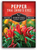 Thai Chili Pepper Seeds for Planting | Heirloom Bird’s Eye Hot Variety – Non-GMO Seeds for Spicy Cooking & Containers – Survival Garden Seeds (1 Pack)