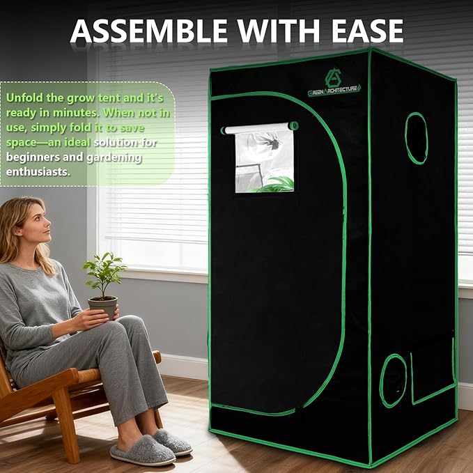 GA Grow Tent 24x24x48 Reflective Mylar Hydroponic Grow Tent with Observation Window and Waterproof Floor Tray for Indoor Plant Growing 2x2 (24x24x48)