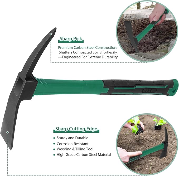2pcs Garden Tools Comfortable Handle Hoes for Garden Work Carbon Steel Outdoor Tools（Light Blue）
