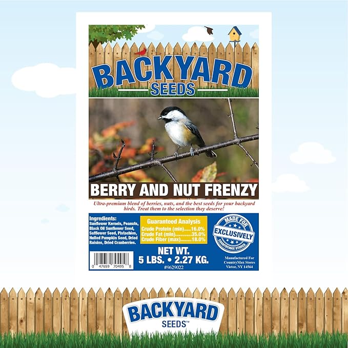 CountryMax Backyard Seed Berries 'n Nut Blend Bird Seed for Woodpeckers, Cardinals and Finches 5 Pounds