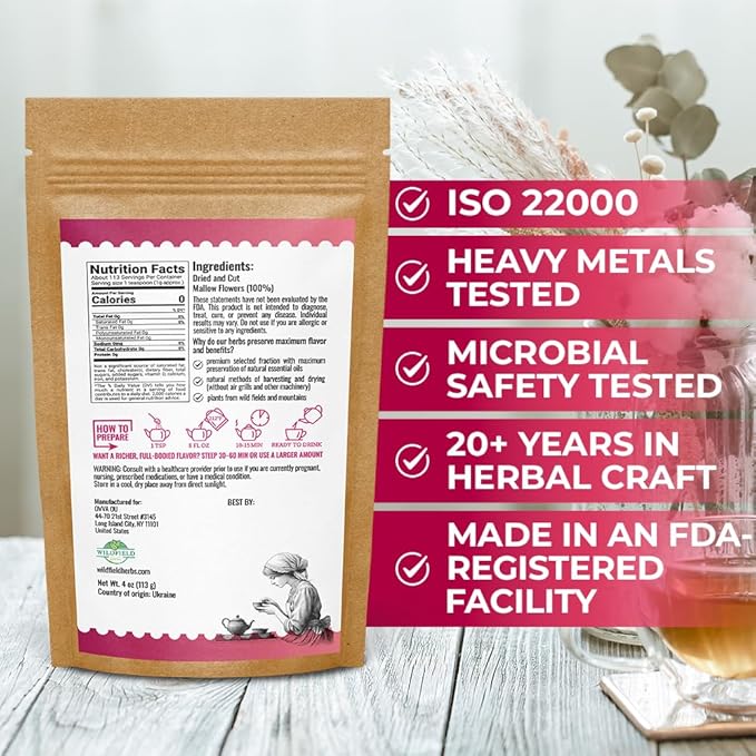 4 oz. Malva Tea Mallow Herb Mallow Flower Leaves Herbal Tea (Malva) - 113g Herb