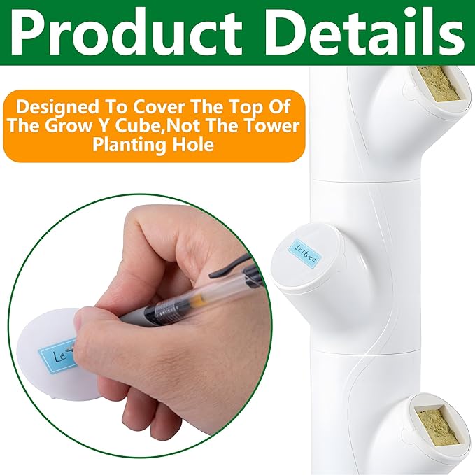 EBaokuup 12 Pcs Hydroponics yPod Caps with Colored Lables, Grow Cubes Cap Compatible with yPod, Plant Grow Pods Cover for Garden Hydroponics Growing System