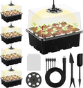 NBPLUS Seed Starter Tray with Grow Light, 5 Pack 60 Cells Seed Starter kit with Humidity Dome and Base, Plant Seedling Trays Indoor Greenhouse Gardening (Black 5 Pack)