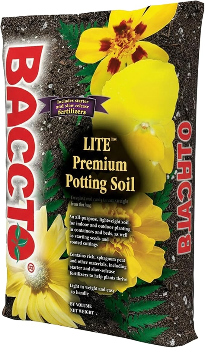 Michigan Peat 1420 Baccto Lite Premium Potting Soil for Indoor Outdoor Gardening, Seed Starting, Propagation, and More, 20 Quart Bag