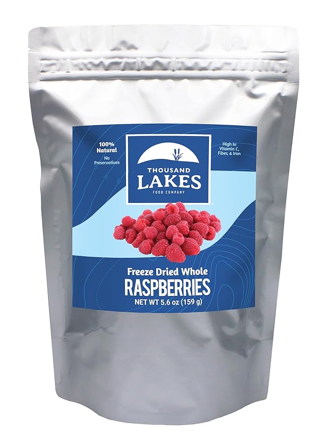 Thousand Lakes Freeze Dried Fruit - Raspberries - Bulk 5.6 ounces | No Sugar Added | 100% Whole Raspberries