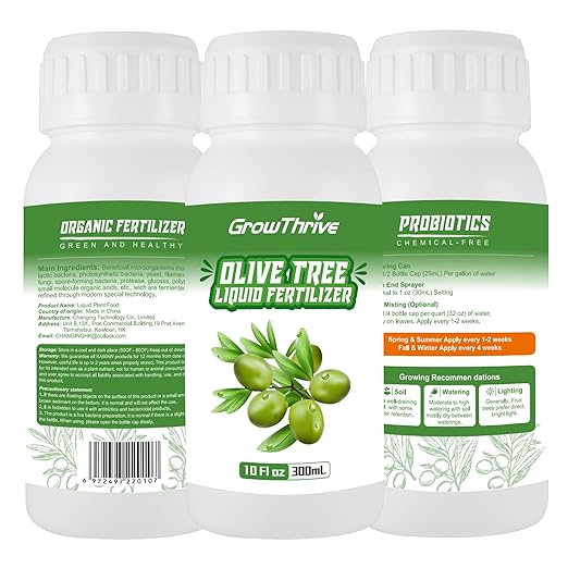 10oz Olive Tree Fertilizer & Nutrient Solution - Organic Microbial Probiotic Plant Food for Green Foliage, Root Growth & Fruit Production