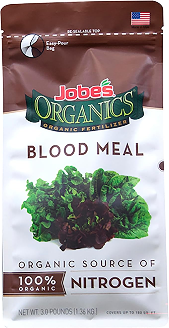 Jobe's Organics Granular Blood Meal Fertilizer, Excellent Source of Nitrogen for Spinach, Broccoli, and Leafy Greens, 3 lbs Bag