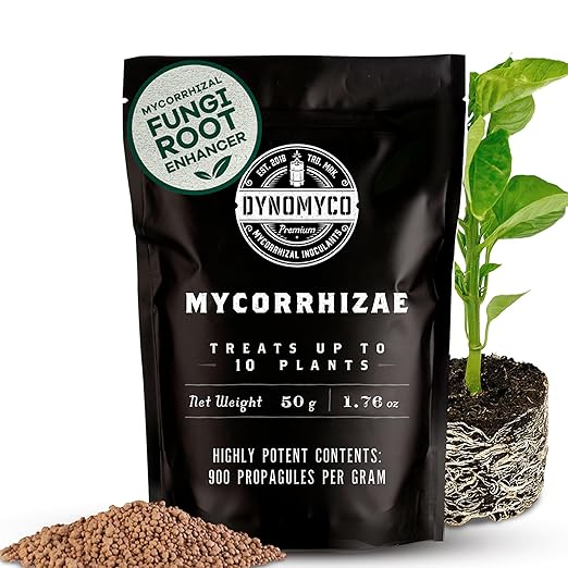 DYNOMYCO Granular Mycorrhizal Fungi Inoculant, 50g/1.76oz – Boosts Root Growth, Yields & Nutrient Uptake – 900 Propagules/g, Concentrated Granules, & OMRI Listed – Biofertilizer for Plant Growth