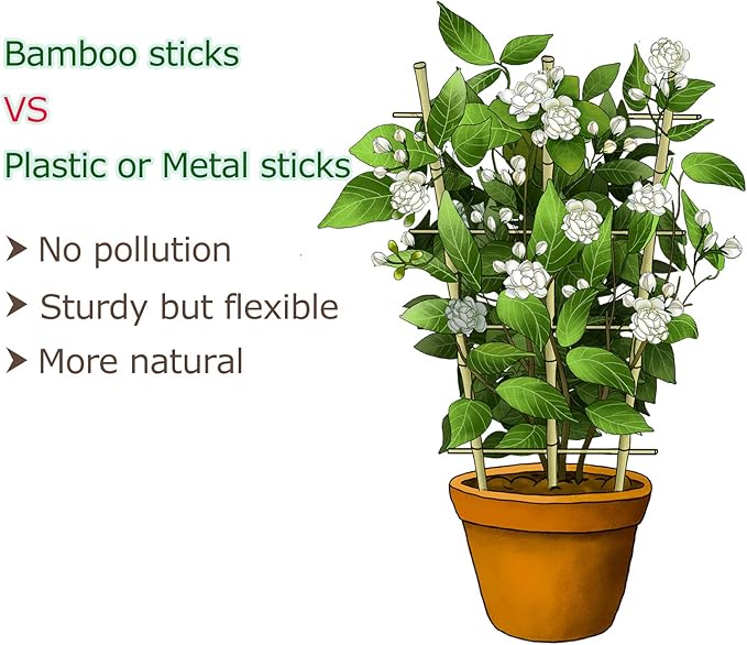 Trellis for Climbing Plants Indoor Outdoor, Natural Bamboo Trellis 24 Inch, 3 Pack Garden Trellis for Potted Plants, Ivy, Monstera, Houseplants