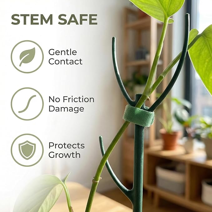 10 Pack Stackable Plant Support Stakes, Adjustable Mini Trellis for Potted Plants, Monstera Plant Support for Indoor Outdoor, Twig Trellis for Flowers & Climbing Vines, Green, 11.02 Inch