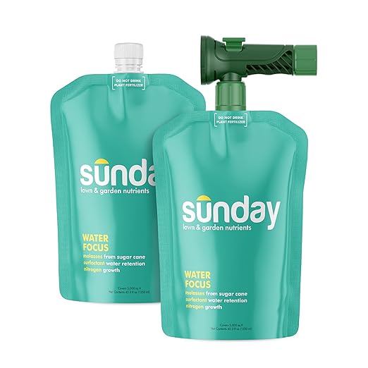 Sunday Water Focus - Fertilizer for Drought Season - Perfect for Dry, Hot Climates - Soil Water Retention - Supports Sustained Growth - 2 Pack, 42 Fl Oz