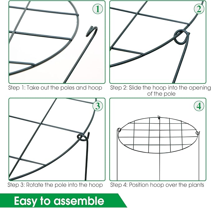 3 Pack 16 x 24 Inch Peony Support Cage Grow Through Plant Supports for Outdoor Plants Peony Ring Hoop Grow Through Grid Stakes