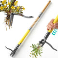 Weed Puller Tool Stand Up with Slide-Release Ejection, Reinforced Steel Weeder with 3-Section Long Handle, No-Touch Cleaning for Lawn & Garden, Heavy Duty No Bend Weeding Tool for Dandelions, Thistles
