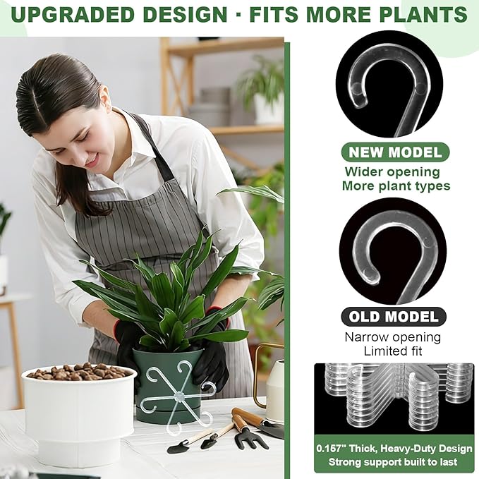 16 Pack Upgraded Plant Stem Supports, Nearly Invisible Plant Support for Indoor Plants, 4 Sizes Stem Holders for Climbing Houseplants, Reusable Plant Stabilizer, Indoor Plants Accessories