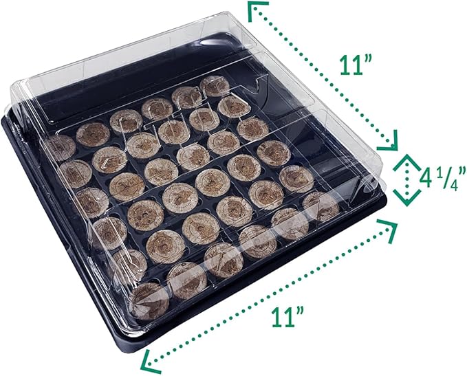 Jiffy Seed Starting Tray Kit - 36 Cell Seedling Tray, Portable - 11 x 11 x 4.25 in - Plastic