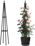 4 FT Obelisk Trellis for Climbing Plants,Garden Trellis with Extra Thickened Plastic-Coated Metal Pipes, Outdoor & Indoor Garden Support for Potted Plants, Black