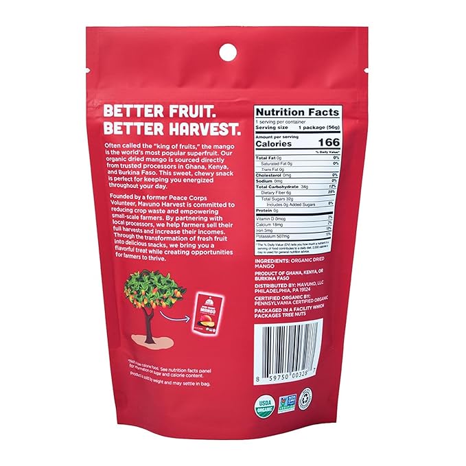 Mavuno Harvest Organic Dried Fruit Variety Pack | Dried Mango, Coconut, and Dates | Healthy, Vegan, No Sugar Added, Non GMO Snacks for Kids & Adults | 2 Ounce, Pack of 3