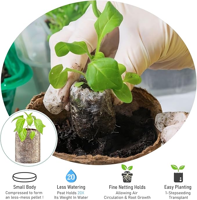 Legigo 200 Pcs 40mm Seed Starter Peat Pellets Pods for Seedlings- Compressed Seed Starting Pellets Seed Starter Pods Plugs Soil Peat Pods for Starting Seeds, Garden Planting Herb Flower Vegetables