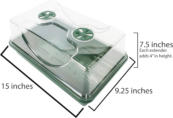 EarlyGrow 93763 Medium Seed and Herb Domed Propagator with Vented Side Height Extension, Green