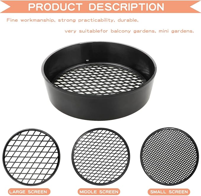 3 Pack Sifting Pan Outdoor Gold Panning Soil Sifter Garden Sieve Mesh Garden Mini Sifting Pan Soil Sand Sieve for Garden Outdoor