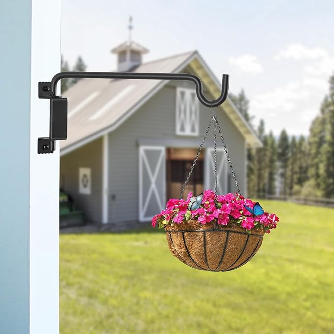 AILIN YELOKIE 12" 360° Swivel Plant Hanger - Heavy Duty Solid Steel Wall Hook, 12-Directional Adjustable for Bird Feeders, Outdoor/Indoor Plants, Garden & Patio (2-Pack)