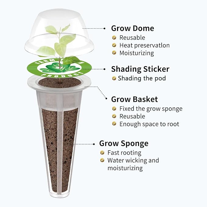 101 Pcs Hydroponic Growing kit for Indoor Garden,80 Grow Sponges, 20 Grow Baskets & 1 Tweezer, Replacement Growth Sponges Seed Pods of All hydroponic Brands Also Suitable for Soil Culture