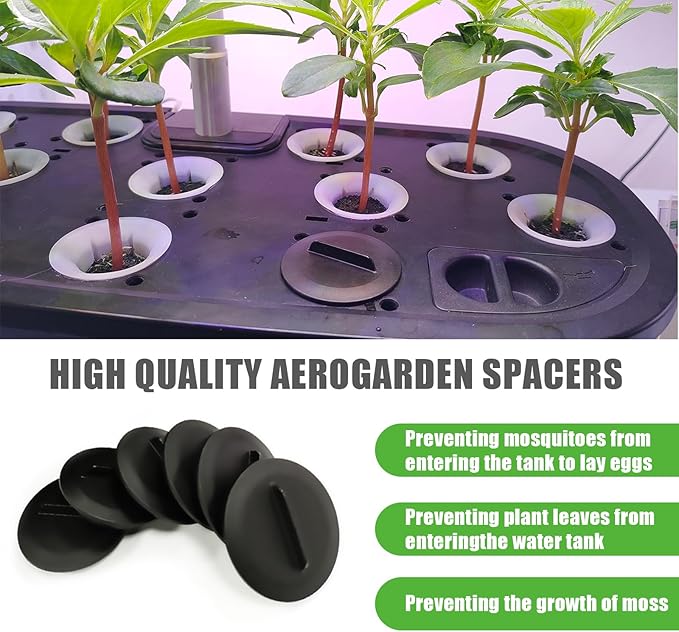 Plant Spacer Kit Compatible with Aerogarden,Plant Spacer Cover for Aerogarden Spacer Caps,for Indoor Hydroponic Growing System,Plant Grow Deck Openings, Round, 25 Pack, Black