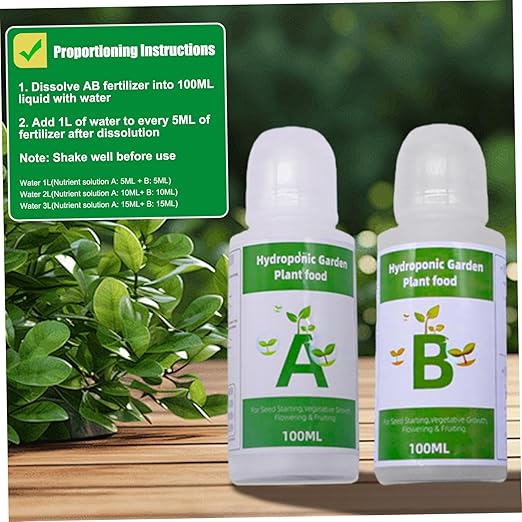 Hydroponic Plant Food, 2 Bottles Hydroponic Nutrients 20-23g/ Bottle Plant Food A and B for Indoor Plants, Vegetables, Fruits and Flowers, Hydroponics Nutrients