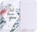 Whaline 200 Pack Watercolor Wedding Favor Seed Packets Self-Adhesive Let Love Grow White Envelope Rustic Small Flower Seeds Storage Packets for Garden Office Wedding Gift Party Favors, 3.5 x 2.4 Inch