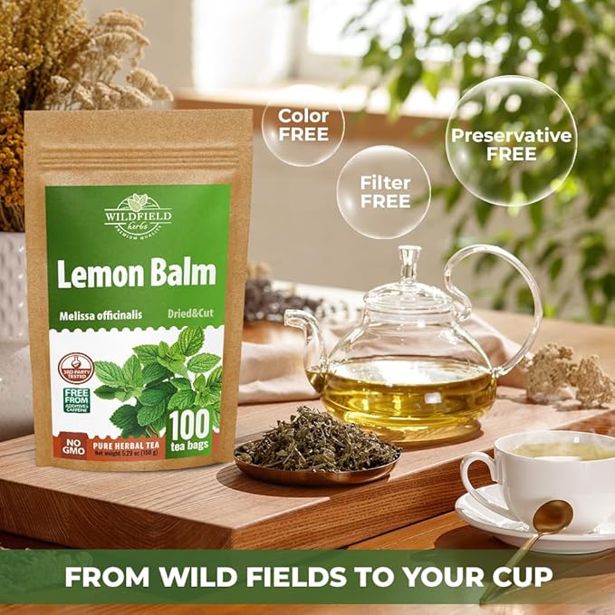 100 Bags Dried Lemon Balm Herb Frontier Loose Lemon Balm Tea (Melissa Officinalis Tea) - 100 Count 1.5 g Bags Melissa Herb Te De Toronjil