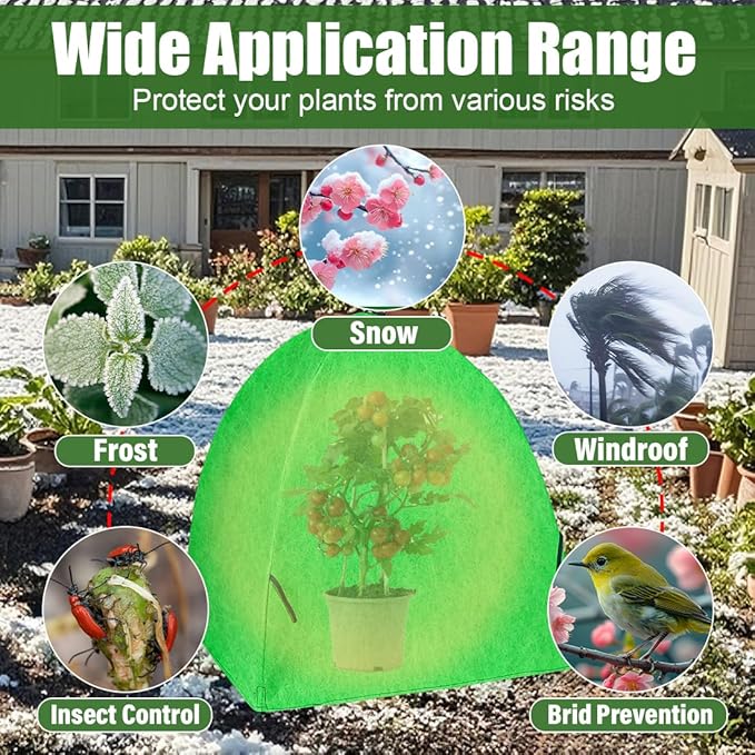 Plant Covers Freeze Protection for Winter, Outdoor Garden Frost Cover for Plants,Reusable Shrub Blankets Bags, Potted Fruit Vegetable Sall Tree Pest Protector(Felt,2-Pack)