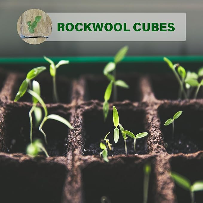 1.5” Rockwool Starter Plugs for Hydroponics, Rockwool Grow Cubes, 2 Sheets of 28 Plugs 56/Set (Big)