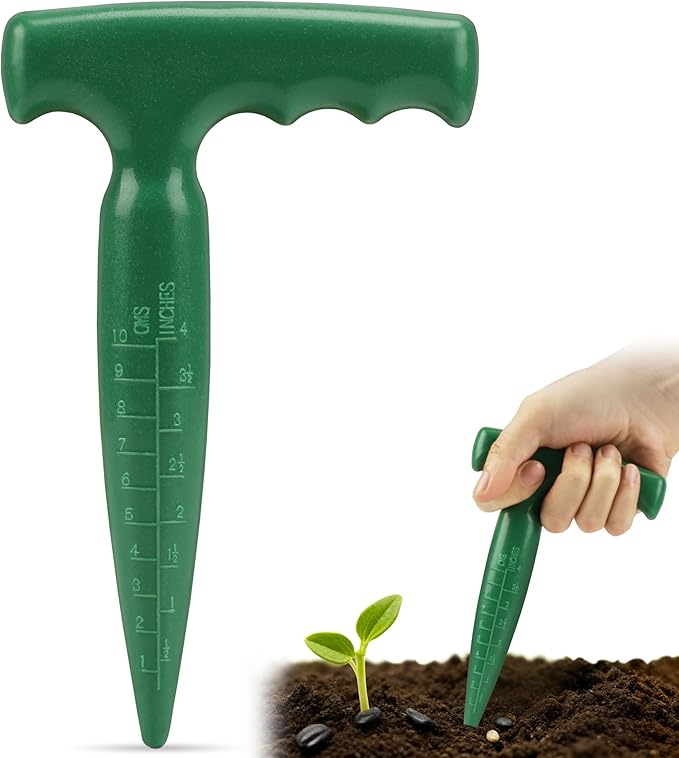 Seed Planter Tool, 6.9" Dibber Garden Tool, Plastic Seed Dibbler for Planting, Bulb Digger Garden Planter with Handle for Sowing Seeds, Planting, Bulbs, Digging (Green)