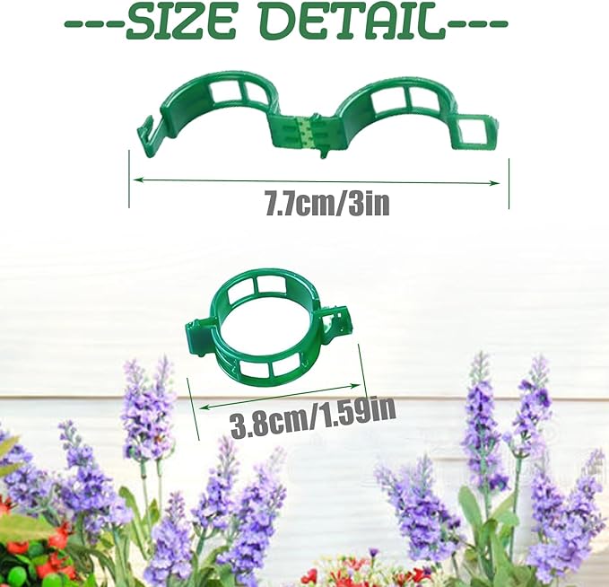 Plant Support Clips - Tomato Clips for String Trellis, 50pcs Grape Vine Clips for Fixing Stem and Vinefor Garden Netting Climbing Plants, Secured Plastic Plant Clip (50, Green) (50)