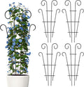 4 Pack 43 Inch Plant Trellis for Potted Plants, Metal Garden Trellis for Climbing Plants, Indoor Outdoor Decorative Vine Support for Pots, Wave Shape, Black