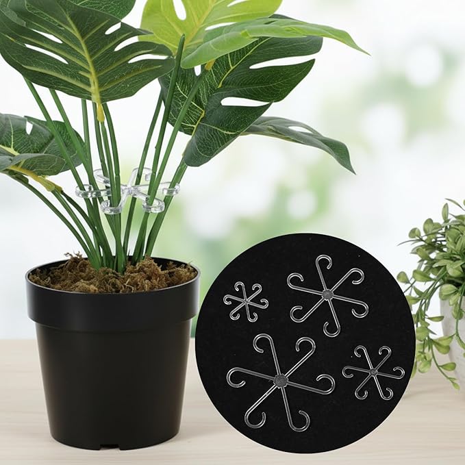 12 Pcs Climbing Houseplant Stem Supports, 4-Size Acrylic Plant Stem Holders Plants Stabilizers Plants Support Rings for Indoor Potted Climbing Frame Monstera(Transparent)