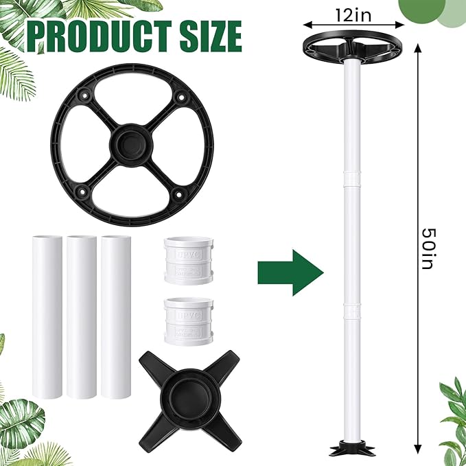 BreezeHug 2 Pcs Dragon Fruit Trellis 12 x 50 Inch PVC Vertical Garden Support for Climbing Vines, Tomatoes, Cucumbers, Beans, Vertical Garden Trellis, Requires Assembly