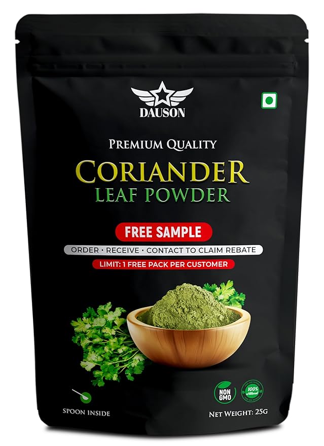 Coriander Leaf Powder – 100% Pure & Natural | 0.88 Oz Finely Ground Coriander Leaf | No Additives or Fillers | Aromatic, Earthy Flavor for Cooking | 25g Sample Available | Kitchen Essential for Global Cuisine